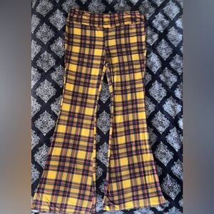 No Boundaries Yellow Plaid Wide Leg Pants